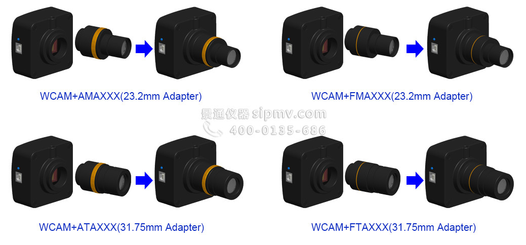 UCMOS系列C接口USB2.0 CMOS相机转成显微镜或望远镜用电子目镜