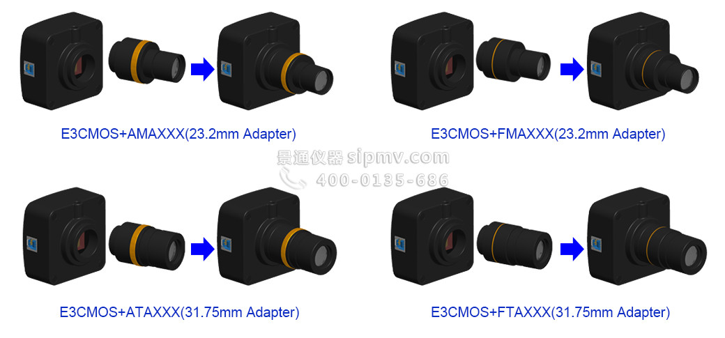 E3CMOS系列显微镜C接口USB3.0 CMOS相机转成显微镜或望远镜用电子目镜