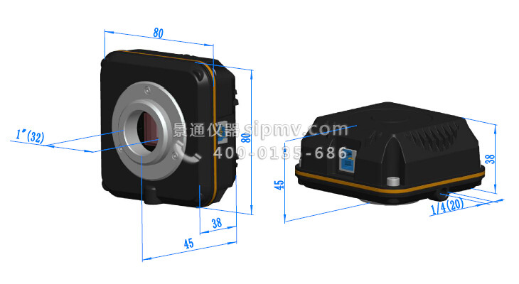L3CMOS 显微镜C接口USB3.0 CMOS相机外形尺寸示意图